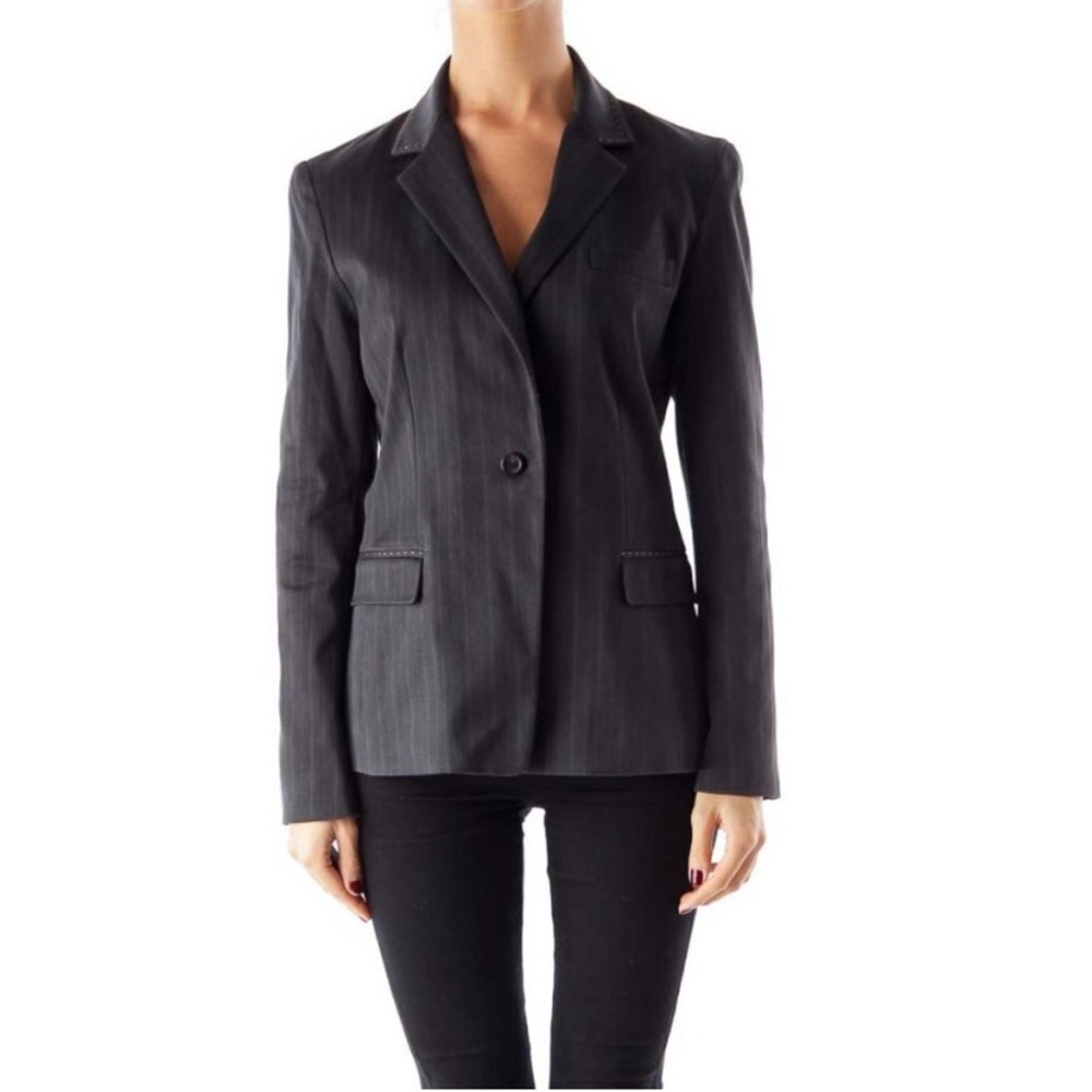 Ellie Tahari Black Pin Stripe Blazer Jacket Size 6